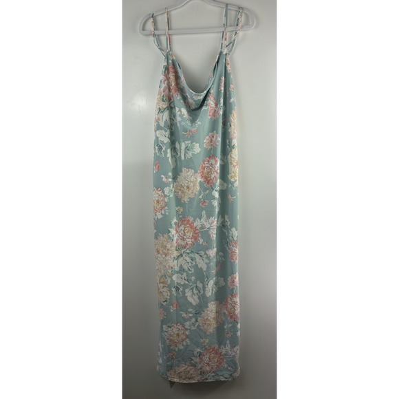 NWT Abercrombie & Fitch Cowl Neck Slip Maxi Dress Satin Floral Women's Size XL - Picture 16 of 16